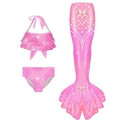 Swimsuit 3 Piece Bathing Suits Girls Tail for Swimming Bikini Fish Tail Set Swimwear for Little Girl 4-5 Years